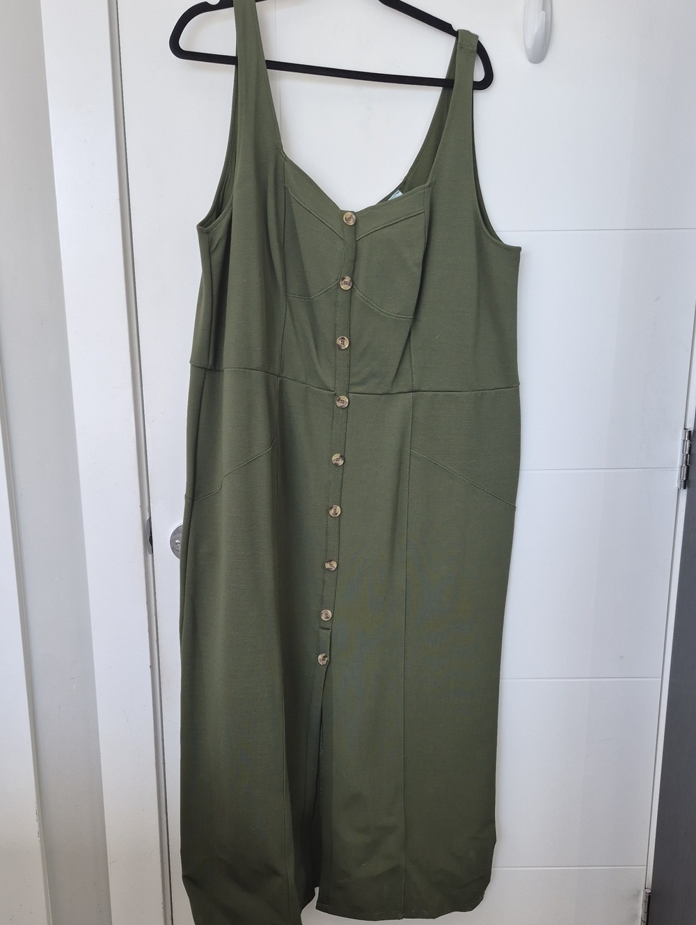 Anthropologie Olive Green Button-Front Maxi Dress